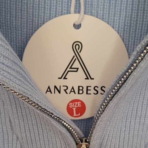 ANRABESS Oversized Quater Zip Pullover Knit Top Size Large - Picture 6 of 7